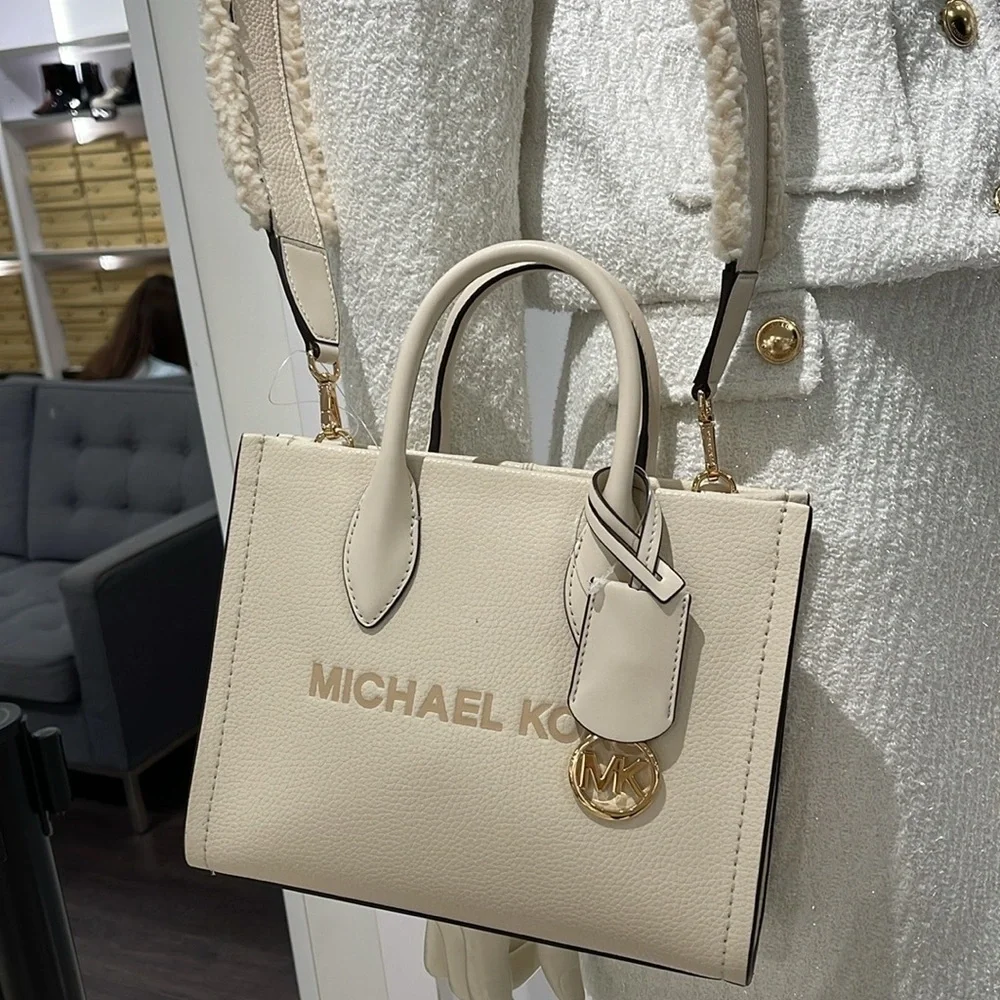 Michael Kors Mirella Small Pebbled Leather Shopper Top Zip Crossbody XBody Bag